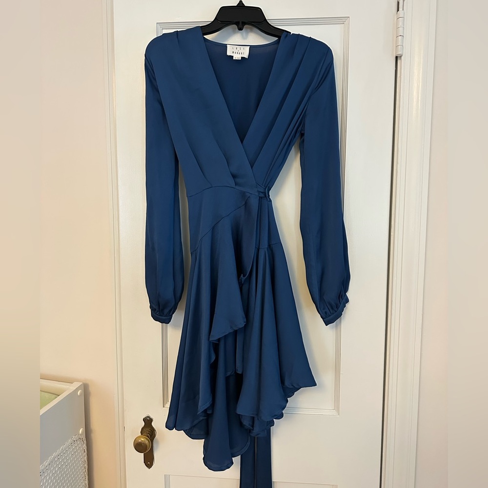 Lost + Wander Deep Blue Long Sleeve Dress